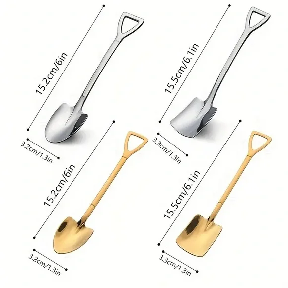 Cute Two Shovel “Pair” Unique Gift Stainless Steel Gold Spoons! - Picture 4 of 7
